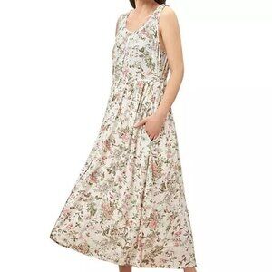 Frye Floral Sleeveless Midi Dress Women's Crepe Scoop Neck Prairie Country L‎